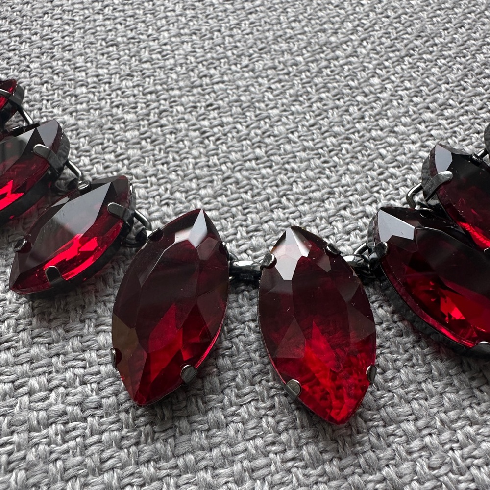 ✨ Max Mara Weekend Necklace | Red Gemstone & Metal | Made in Italy ✨